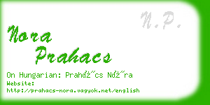 nora prahacs business card